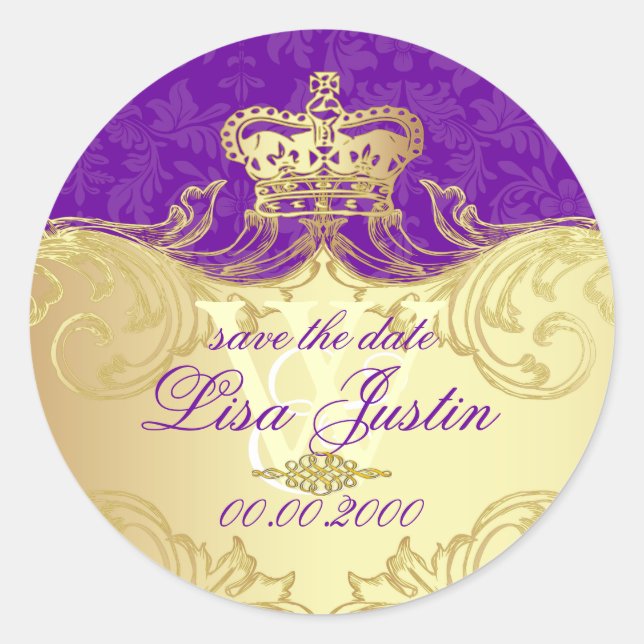 Pegatina Redonda PixDezines Marie Antoniette/DIY púrpura real (Anverso)