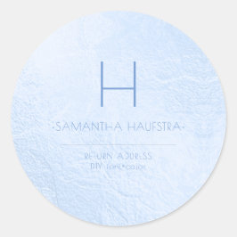 Pegatina Redonda PixDezines Monograma Azul Iridescente