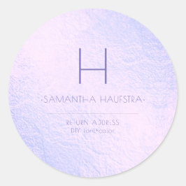 Pegatina Redonda PixDezines Monograma Lilac iridiscente + Lavanda
