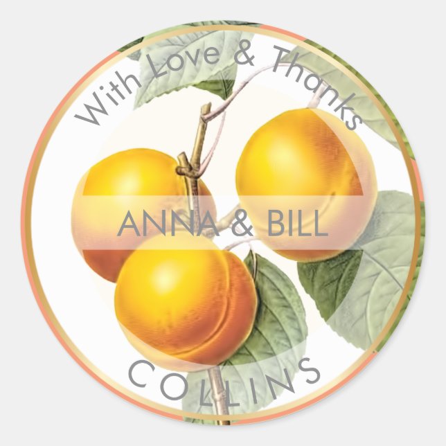 Pegatina Redonda PixDezines Orchard/Peaches/DIY Gracias (Anverso)