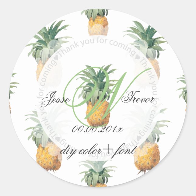 Pegatina Redonda PixDezines Pineapples/Gracias (Anverso)