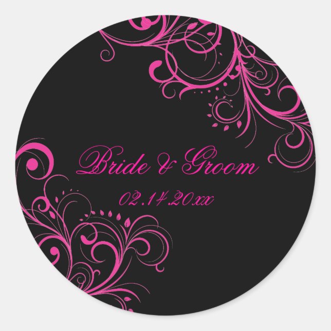 Pegatina Redonda PixDezines Pink Swirls/DIY color de fondo! (Anverso)