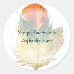 Pegatina Redonda PixDezines Pluma/Verde/Naranja