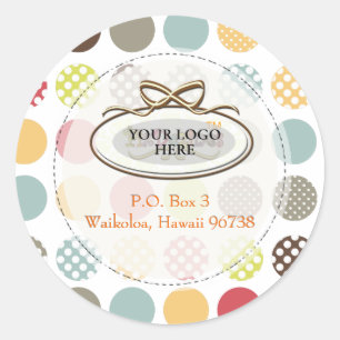 Pegatina Redonda PixDezines retro polka puntos/fondo diy