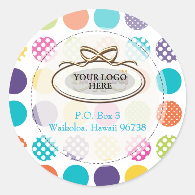 Pegatina Redonda PixDezines retro polka puntos/fondo diy (Anverso)