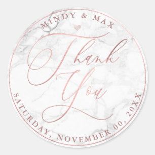 Pegatina Redonda PixDezines ROSE GOLD SCRIPT ROMÁNTICO GRACIAS