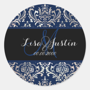 Pegatina Redonda PixDezines Rossi Damask, color monograma/DIY!