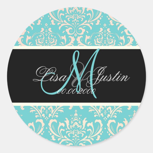 Pegatina Redonda PixDezines Rossi Damask, ¡¡¡color personalizado!!! (Anverso)