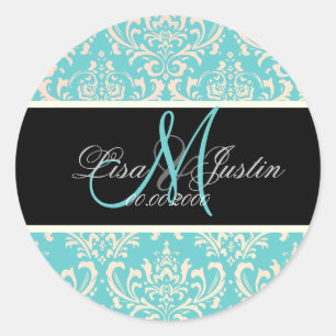 Pegatina Redonda PixDezines Rossi Damask, ¡¡¡color personalizado!!!