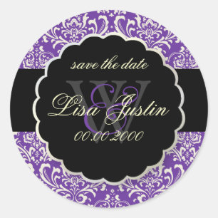 Pegatina Redonda PixDezines Rossi Damask/Morado