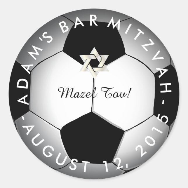 Pegatina Redonda PixDezines Soccer Mitzvah (Anverso)