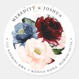 Pegatina Redonda PixDezines sublime azul turbio Rubor Borgoña