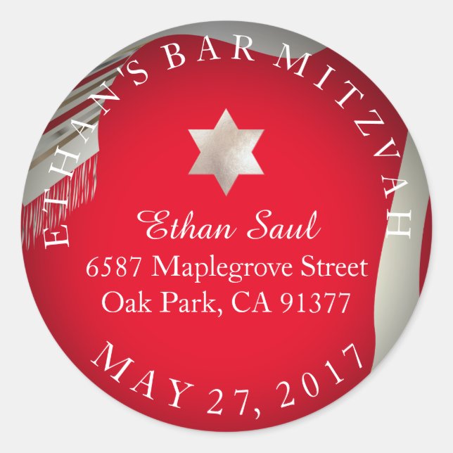 Pegatina Redonda PixDezines Tallit Bar Mitzvah/Env. Sellador (Anverso)