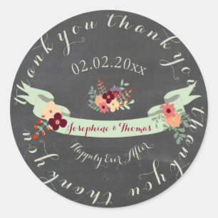 Pegatina Redonda PixDezines tiza de tablero petite fleurs/DIY texto