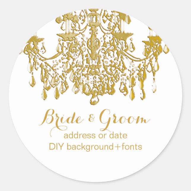 Pegatina Redonda PixDezines tonos dorados lámpara de araña de crist (Anverso)