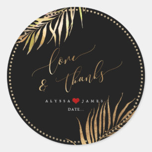 Pegatina Redonda PixDezines Tropical Palms Faux Gold