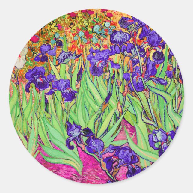 Pegatina Redonda PixDezines van gogh iris/st. remy (Anverso)