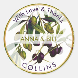 Pegatina Redonda PixDezines Vintage Aceitunas Botánicas/DIY Gracias