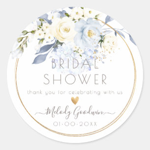 Pegatina Redonda PixDezines Water Cream Dusty Blue Rosas