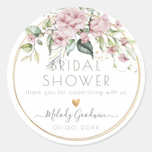 Pegatina Redonda PixDezines Watercolor Rosa Dusty Bouquet