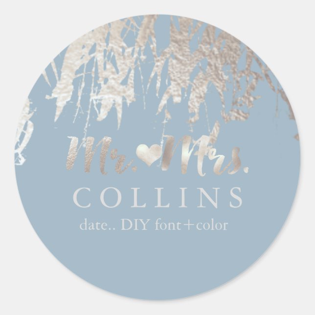 Pegatina Redonda PixDezines Willow/Relieve metalizado plateado fals (Anverso)