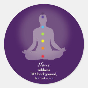 Pegatina Redonda PixDezines Yoga Chakra/Meditación/Fondo DIY