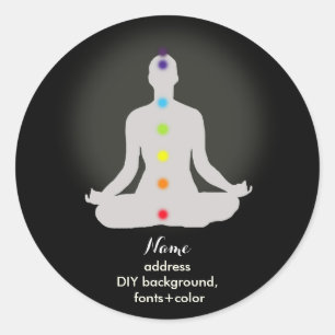 Pegatina Redonda PixDezines Yoga Chakra/Meditación/Fondo DIY