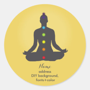 Pegatina Redonda PixDezines Yoga Chakra/Meditación/Fondo DIY