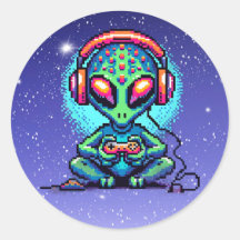 Pixel Art Alien jugando videojuegos
