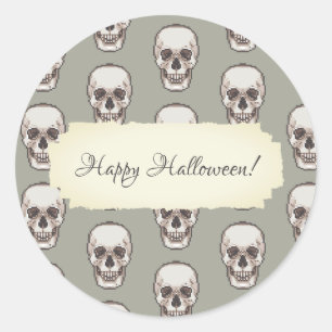 Pegatina Redonda Pixel Art Gothic Spooky Skull Pattern