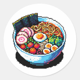 Pegatina Redonda Pixel Art Ramen Noodles