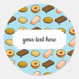 Pegatina Redonda Pixel Art Tasty Cookie Biscuit Pattern