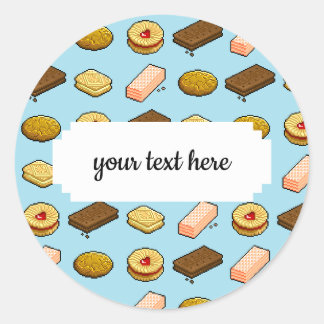 Pegatina Redonda Pixel Art Tasty Cookie Biscuit Pattern