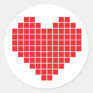 Pegatina Redonda Pixel Heart