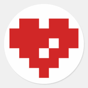 Pegatina Redonda Pixel Heart 8 Bit Love