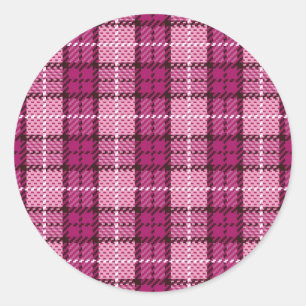 Pegatina Redonda Pixel Plaid_Magenta-Negro