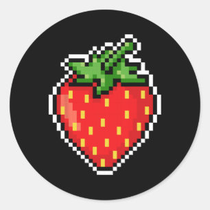 Pegatina Redonda Pixel Strawberry Videojuego de los 80 Halloween 