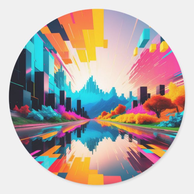 Pegatina Redonda Pixels Mania (Anverso)