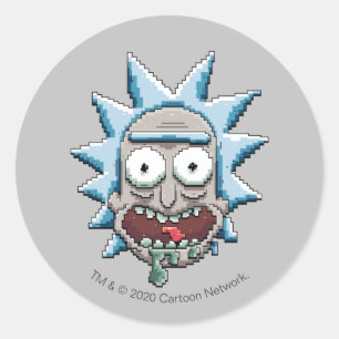 Pegatina Redonda Pixelverse Rick Drooling Head