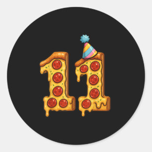 Pegatina Redonda Pizza 11º cumpleaños Gorra Fiesta de 11 años Bday