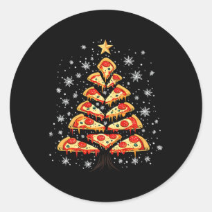 Pegatina Redonda Pizza Árbol de Navidad Festín de comida rápida par
