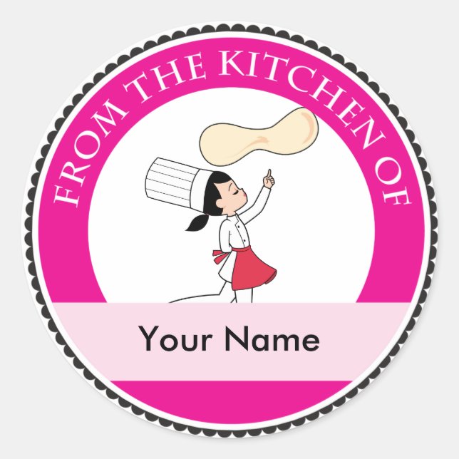 Pegatina Redonda Pizza Chef Art (Anverso)