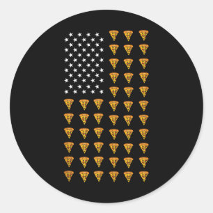 Pegatina Redonda Pizza Comida Bandera Americana Patriotismo Patriot