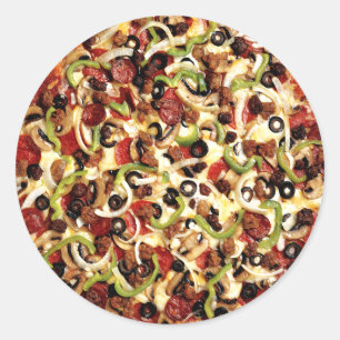 Pegatina Redonda Pizza con las obras