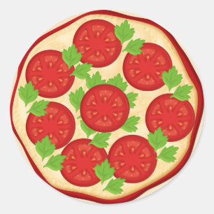 Pegatina Redonda Pizza con tomates