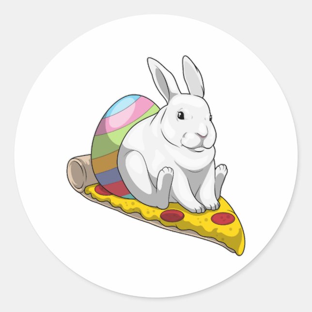 Pegatina Redonda Pizza de huevo Bunny Easter Easter (Anverso)