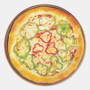 Pegatina Redonda Pizza de las pimientas