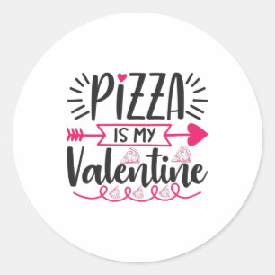 Pegatina Redonda Pizza De Regalo Pareja Es Mi San Valentín