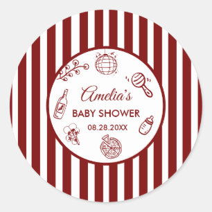 Pegatina Redonda Pizza doodle entrega especial  Shower de bebé