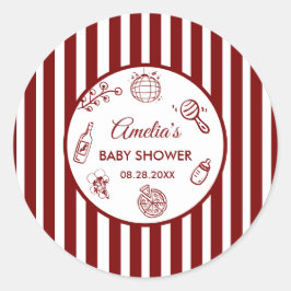 Pegatina Redonda Pizza doodle special Delivery  Baby Shower